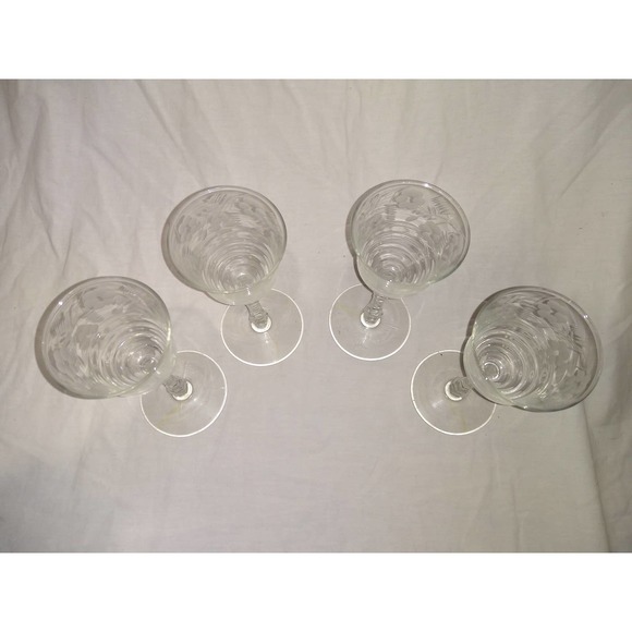 Libbey rock Sharpe Halifax floral blossoms Sherry/wine goblets (set of 4) - Picture 2 of 5
